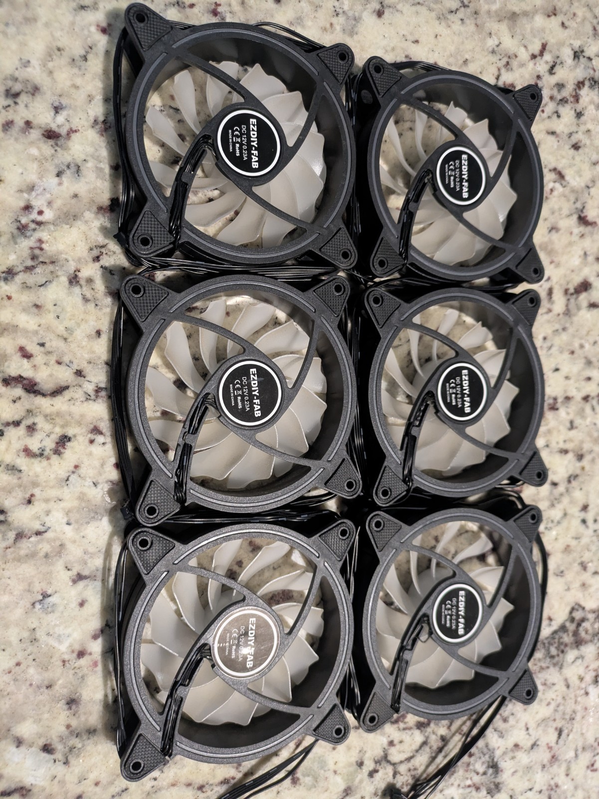 EZDIY-FAB Fans -- Package of 6 RGB Case Fans / 6 Fan covers / Mounts with screws