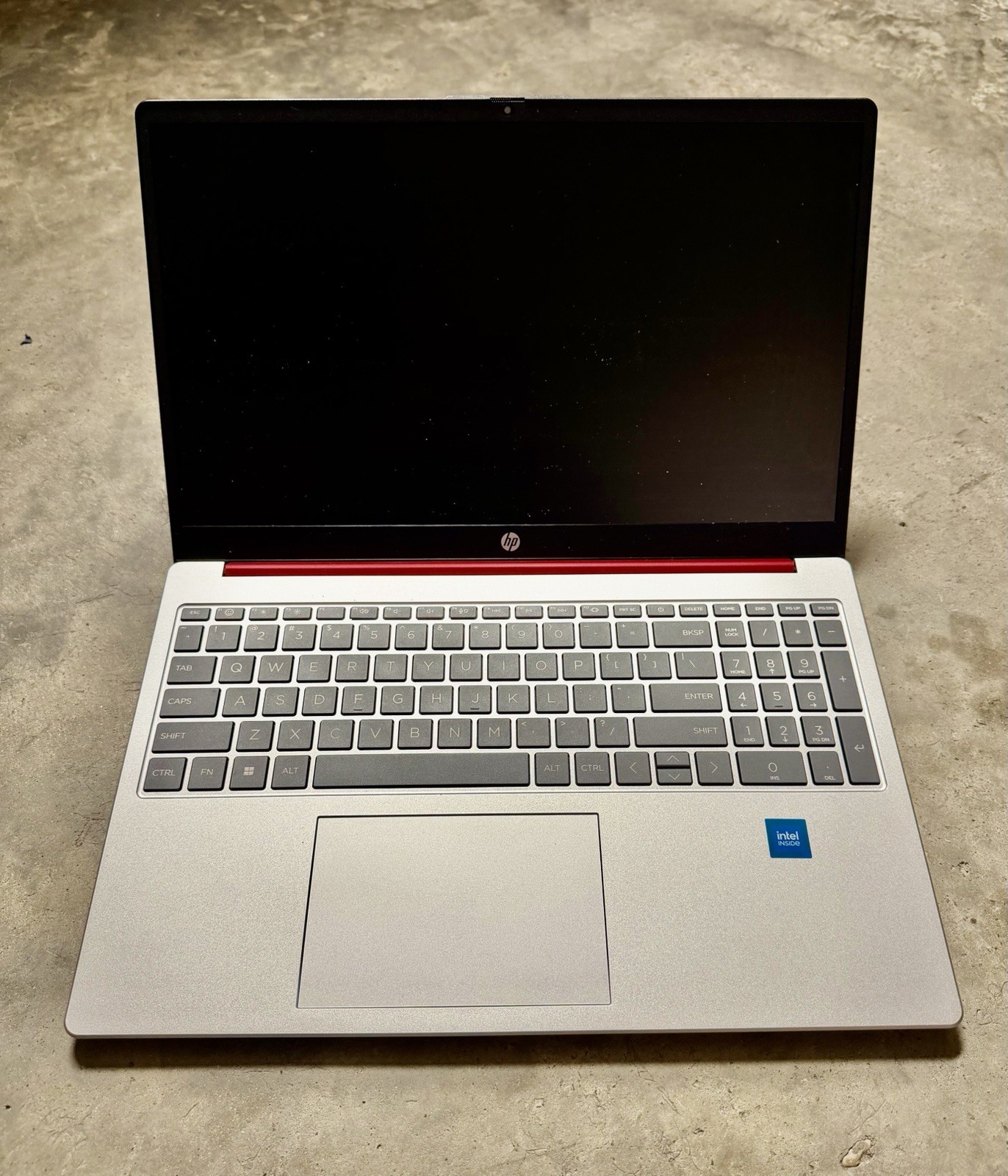HP 15-fd0083wm 15.6” Laptop Red/Silver Intel For Parts Repair W/ Charger
