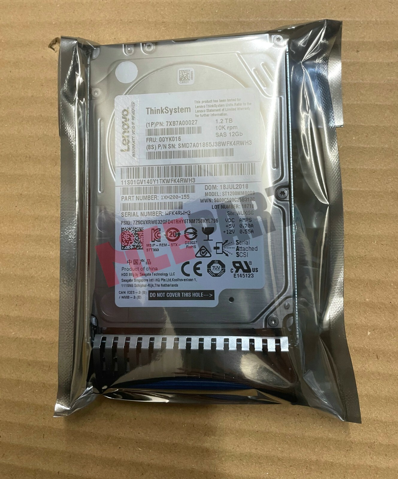 Lenovo 00YK016 ThinkSystem 1.2TB 10K SAS 12G 512N 2.5in HDD 7XB7A00027