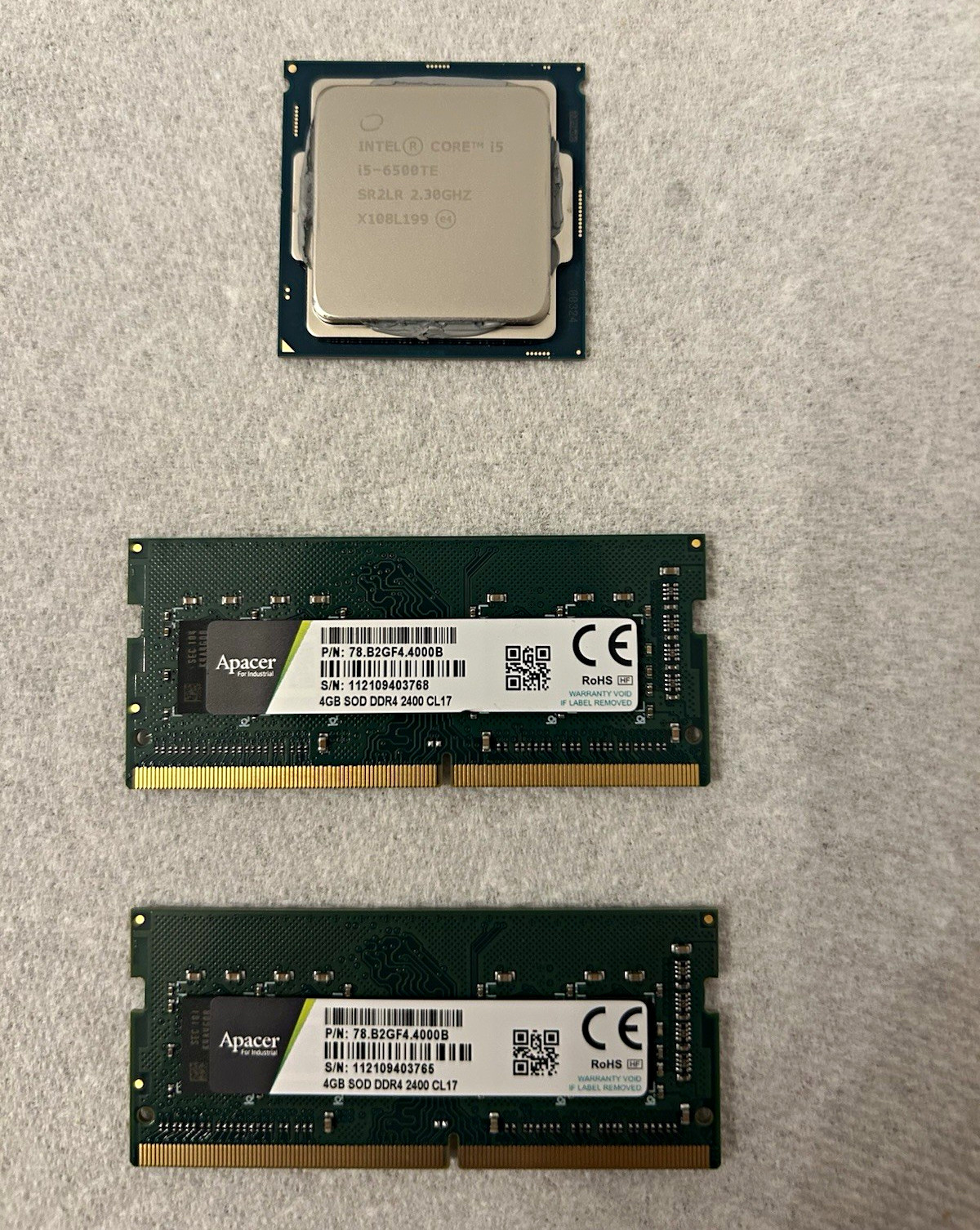 Intel Core i5-6500TE SR2LR CPU + 2x Apacer 4GB DDR4 2400 SO-DIMM RAM