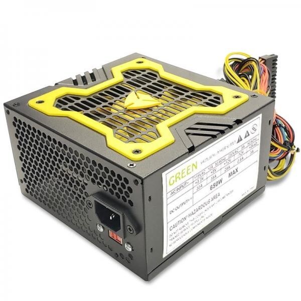 *Brand NEW*-GREEN Yellow 12cm-Fan 650w-MAX ATX Power Supply 20+4Pin, SATA & PCIe