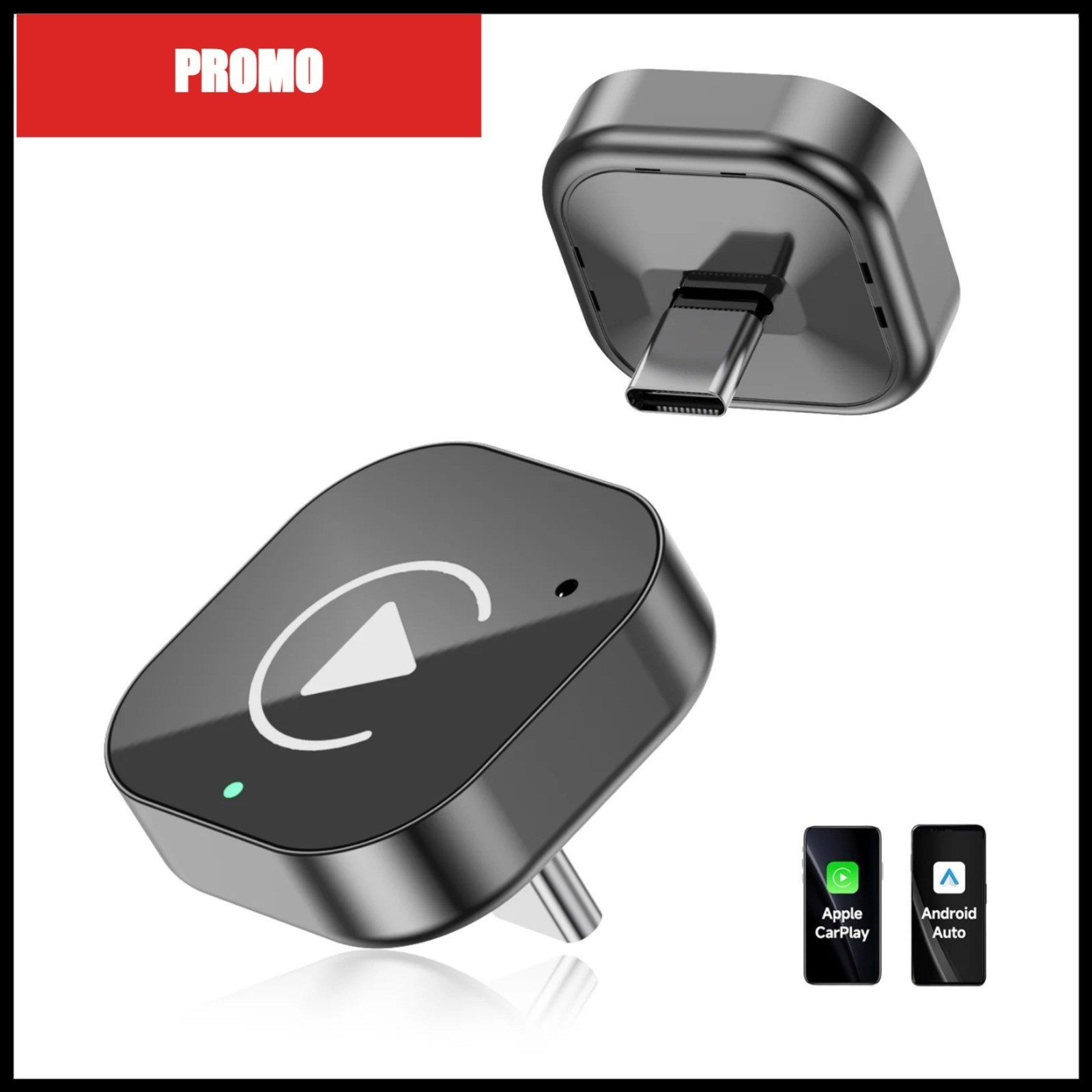 Wireless CarPlay Adapter USB-C 2 in 1 for Android Auto, Plug and Play Dongle