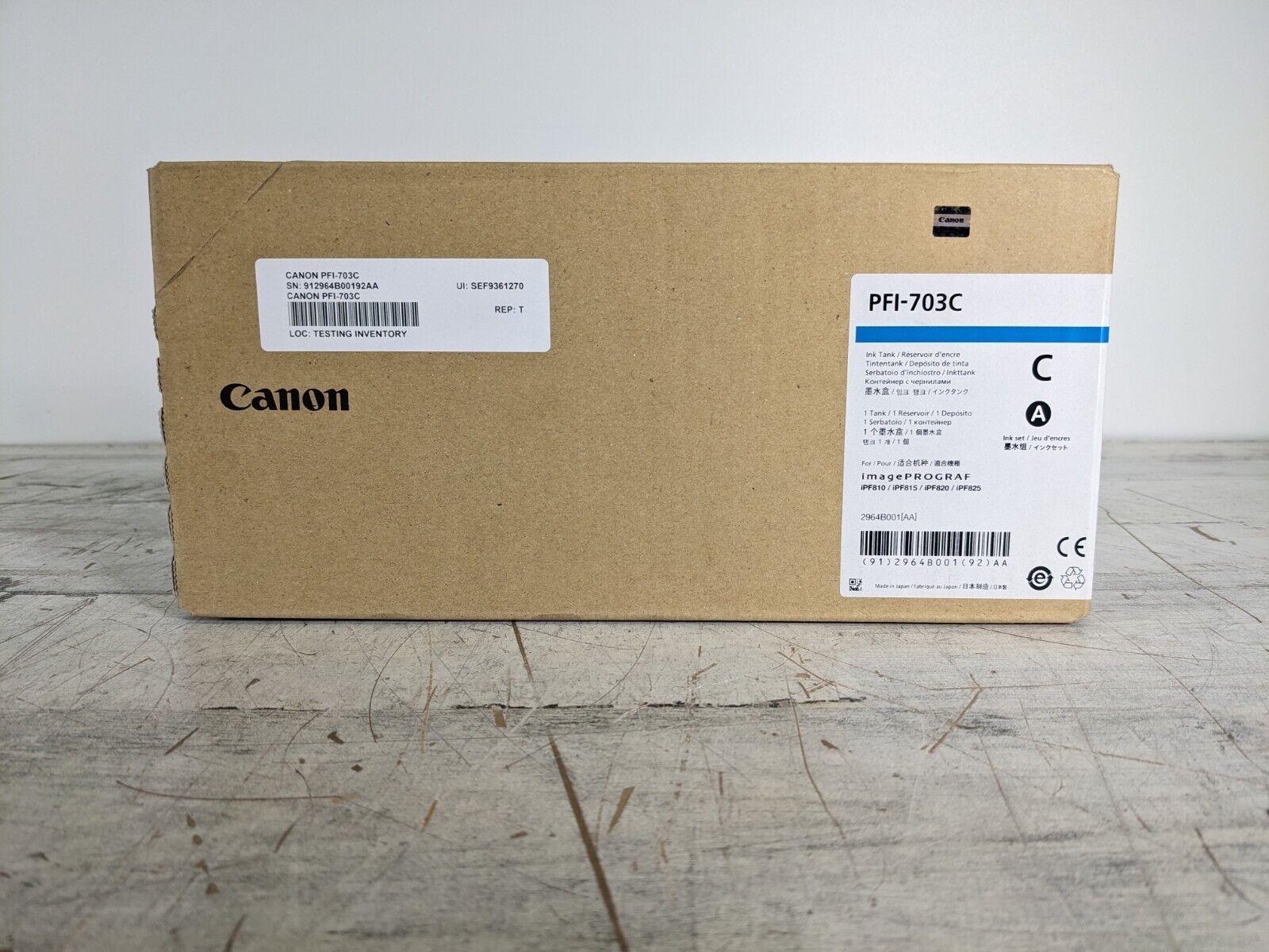CANON PFI-703C CYAN TONER CARTRIDGE -  (NEW-SEALED BOX)