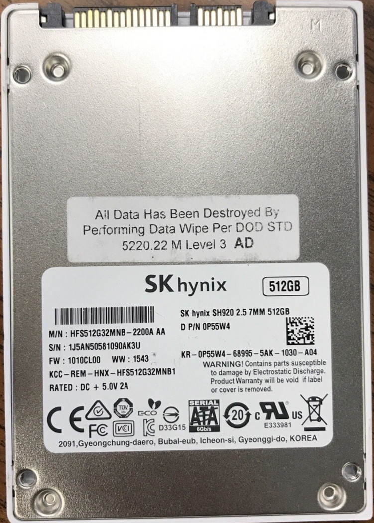 Dell SK Hynix P55W4 512GB 2.5" SATA 6Gb/s SSD Solid State Drive ~~
