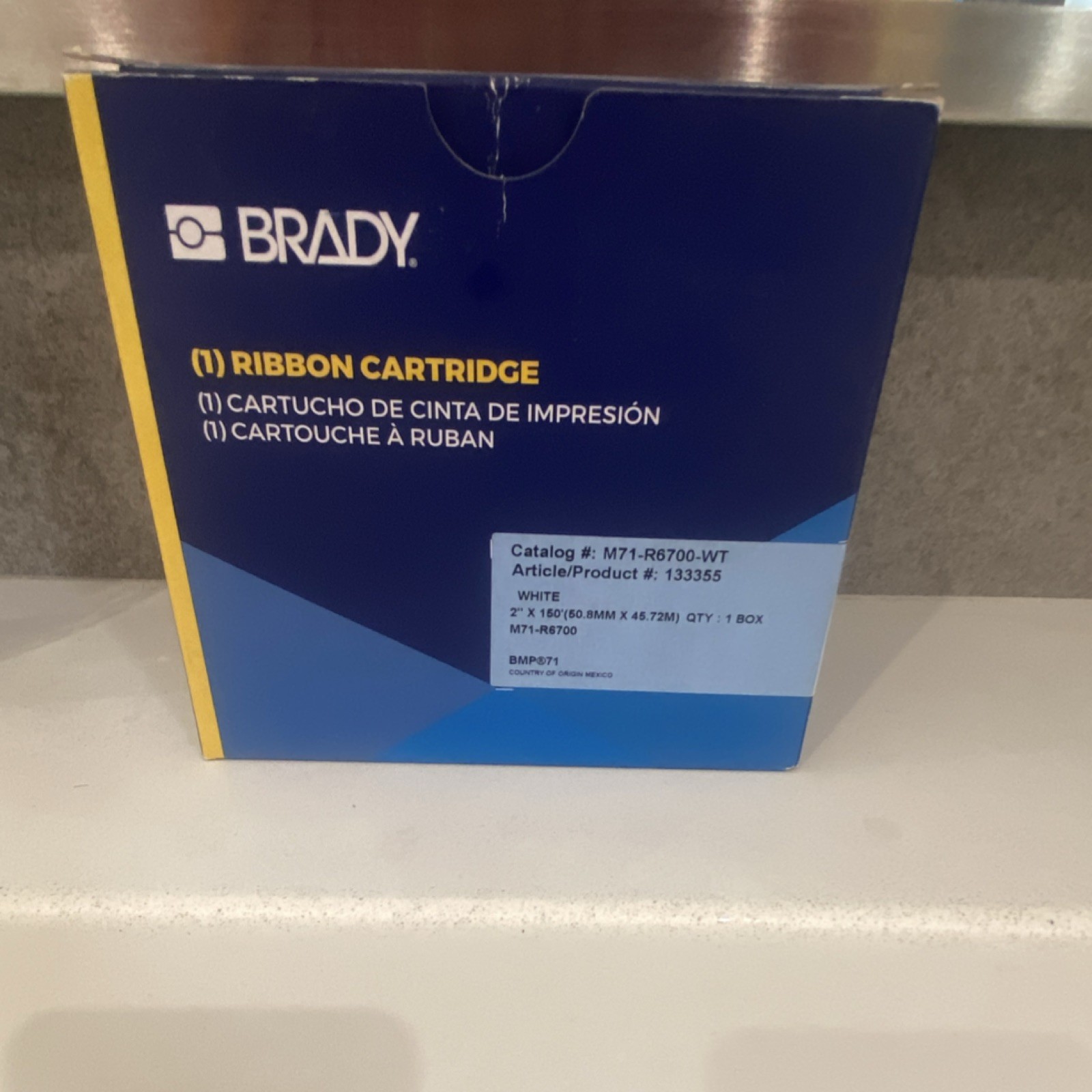 Brady M71-R6700-WT Ribbon Cartridge White Thermal for BMP61 Printer