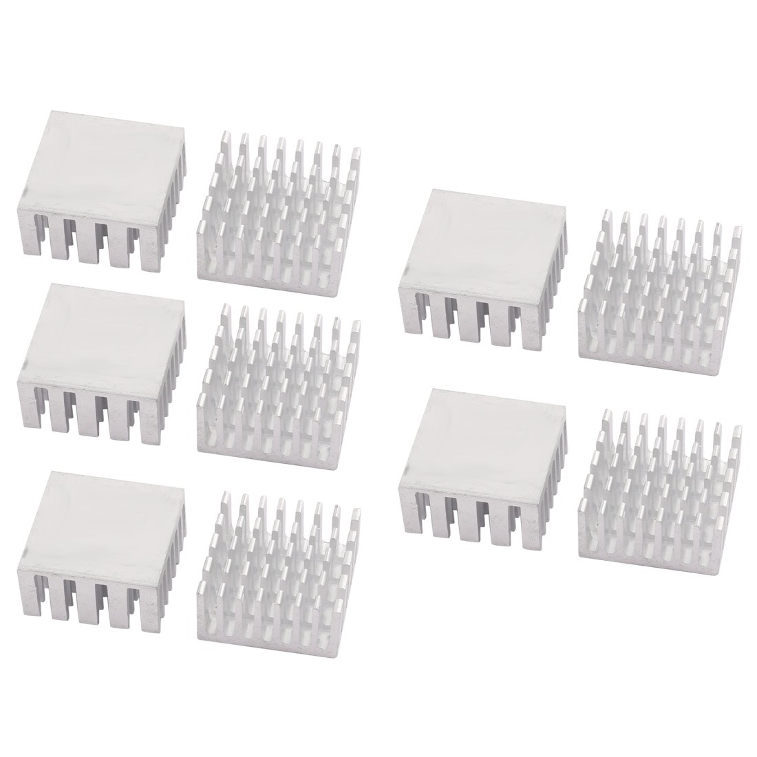 10Pcs 20mm x 20mm x 10mm Aluminum Heatsink Heat Diffuse Cooling Fin Silver Tone