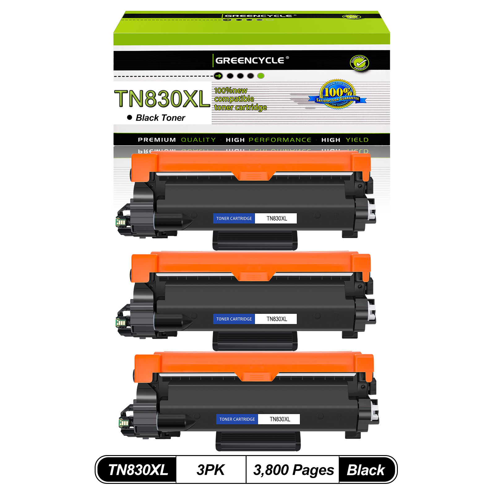 3PK TN830XL Toner Cartridge Fit for Brother HL-L2400D DCP-L2647DW MFC-L2820DW