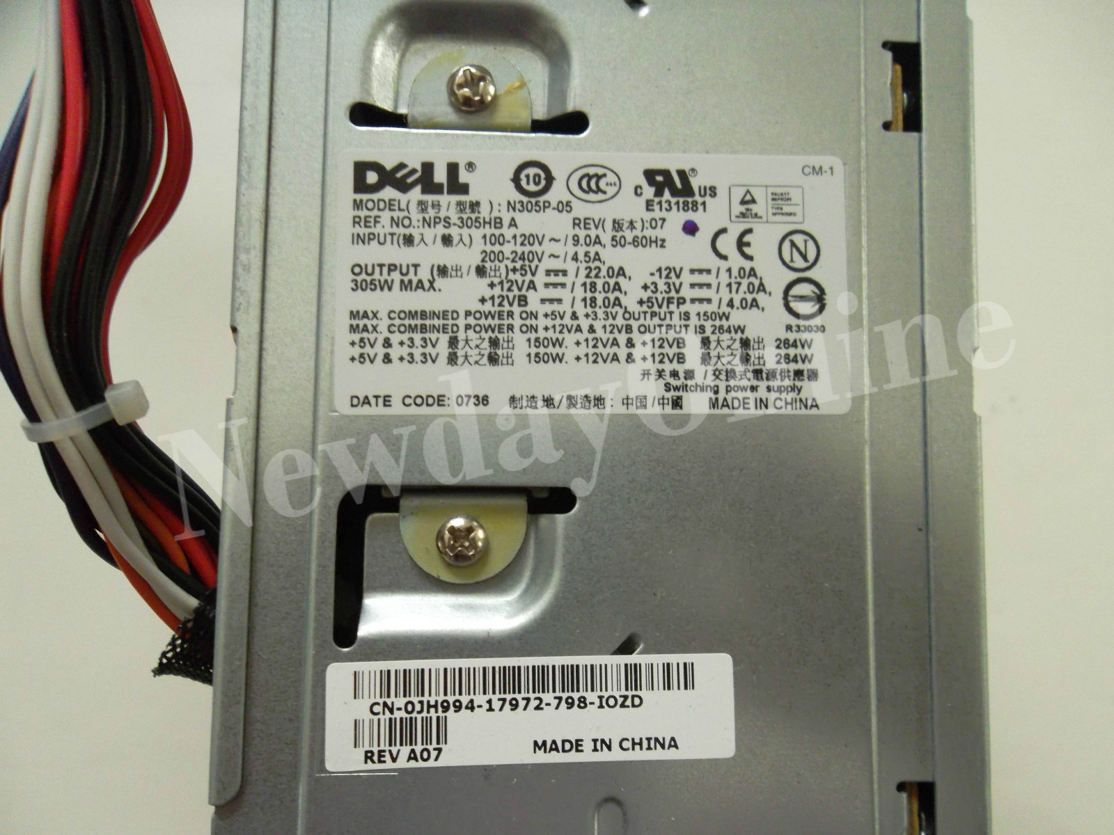 Dell 305W Power Supply Optiplex 330 740 745 755 E521 5200 XK215 JH994 N305P-05