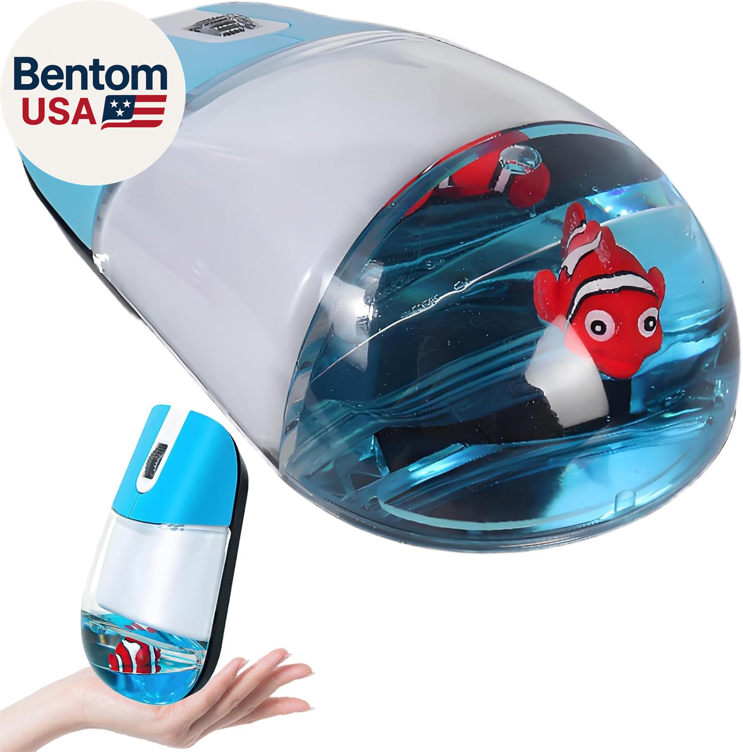 Wireless Mouse -Cute Clear Aqua Design, Water Mouse with Optical Precision, Sile