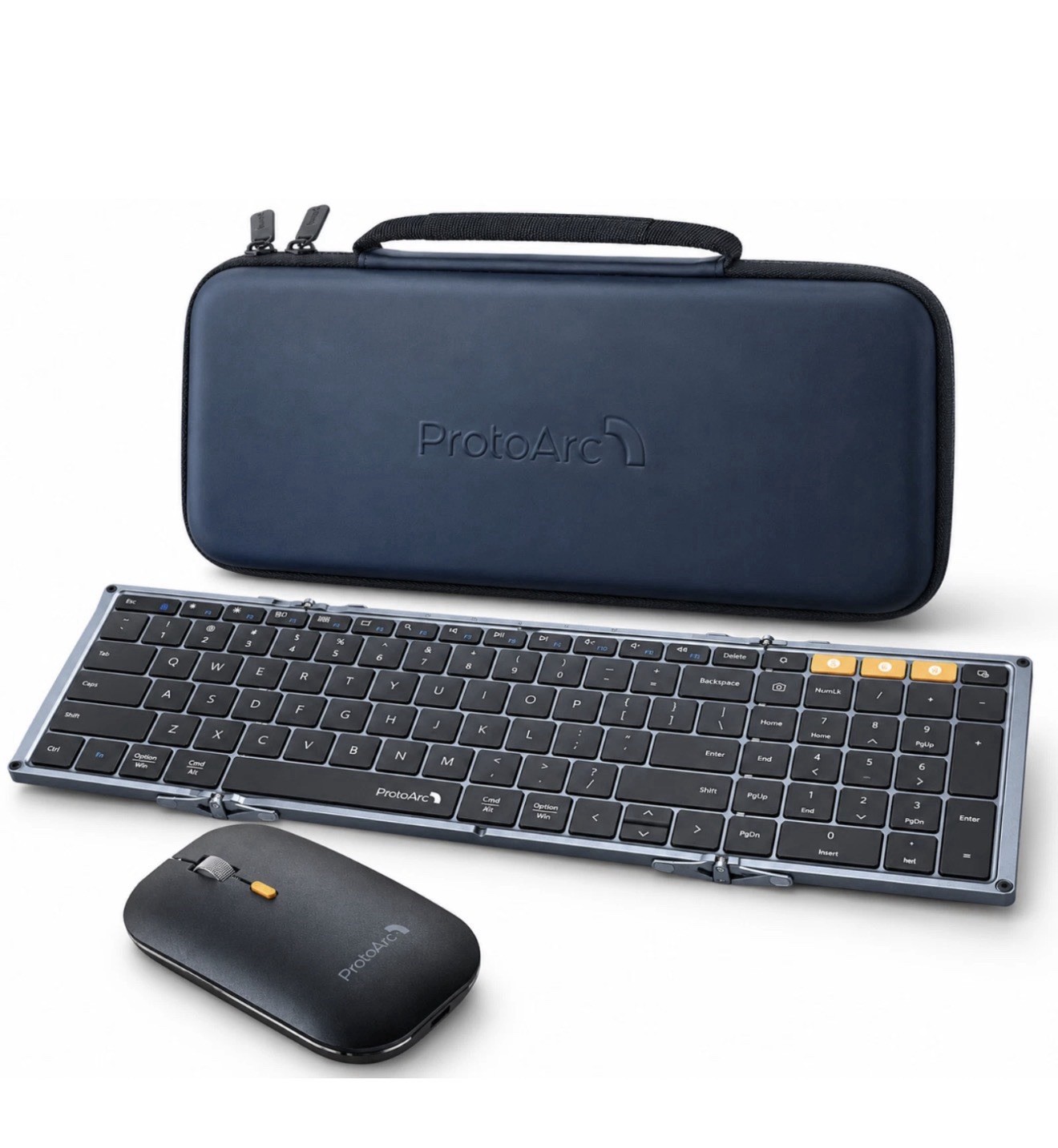 ProtoArc XKM01 Foldable Bluetooth Keyboard Mouse Combo Full Size Travel New