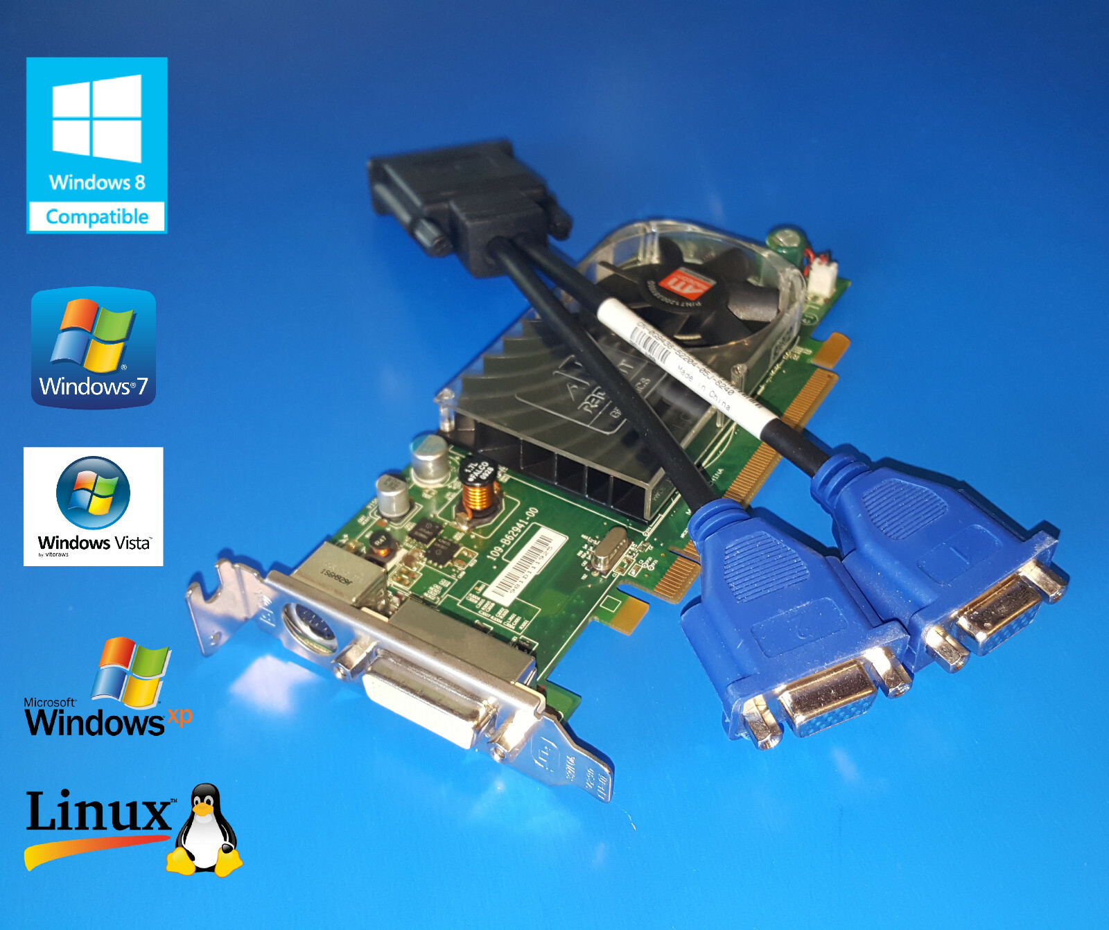 HP Compaq Elite SFF 8000 8100 8200 8300 Short Dual VGA Monitor Video Card 