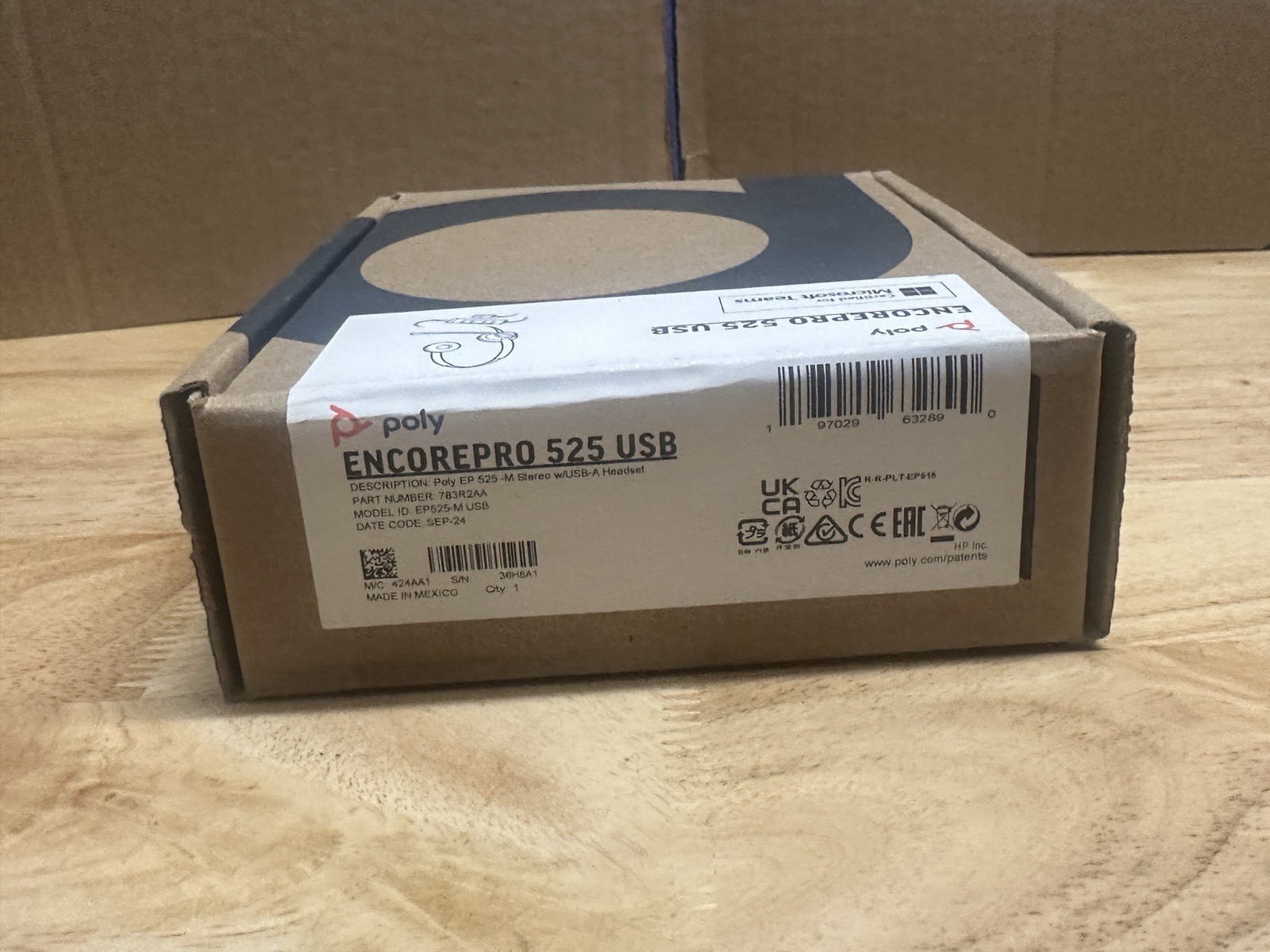 Poly EncorePro 525 EP525-M USB-A Stereo Headset 783R2AA Teams Open Box