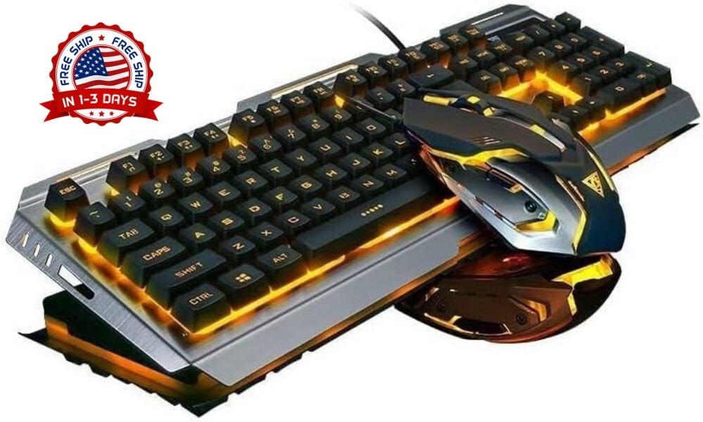 Teclado Y Mouse Mecanico Gamer Gaming Juegos Iluminacion Para PC Computadora