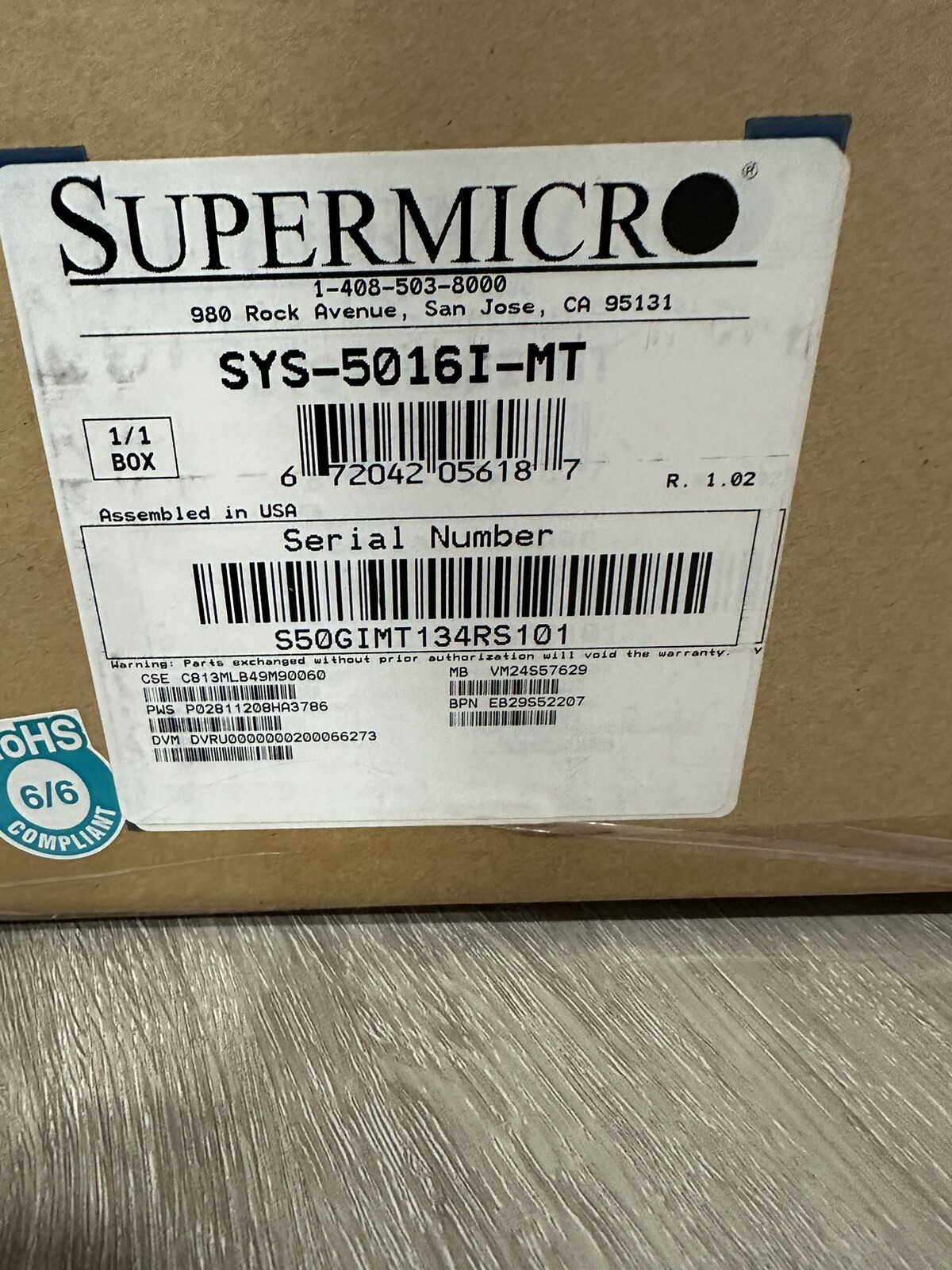 SUPERMICRO SYS-5016I-MT Server with accessories NEW