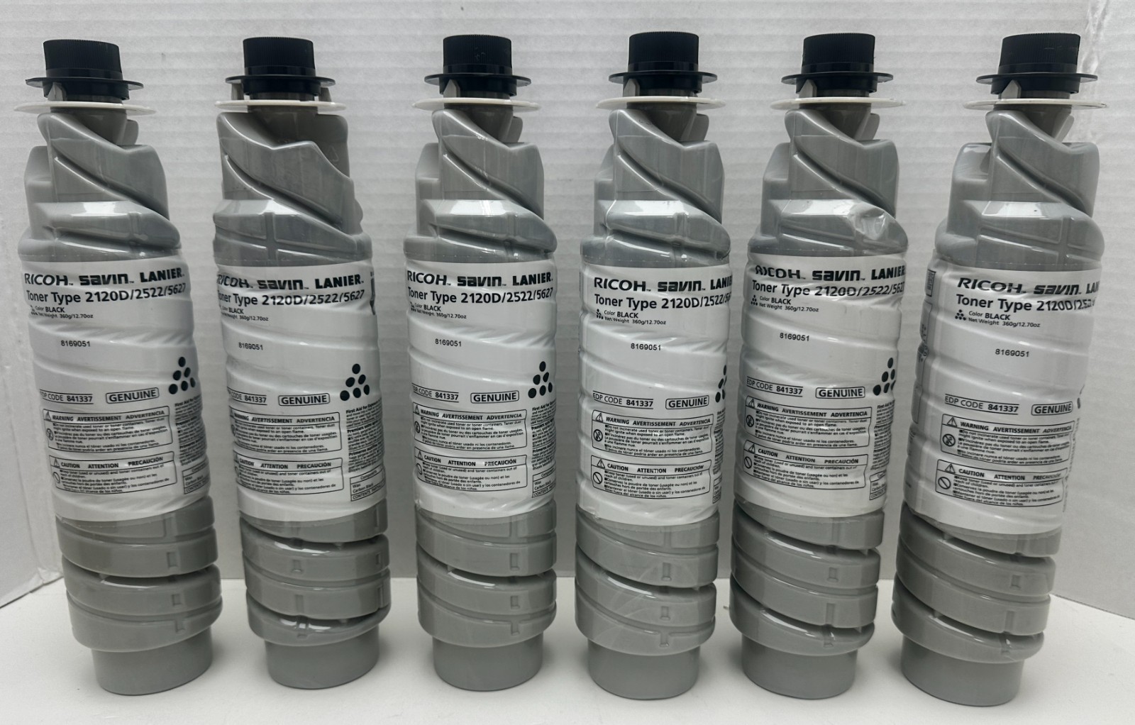 x6 Ricoh Genuine Toner Type 2120D /2522 / 5627 Black EDP 841337 New No Box