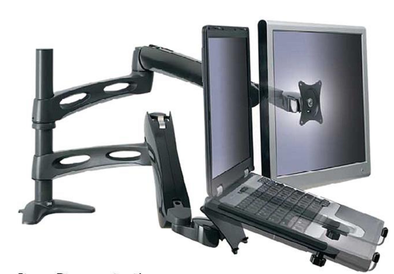 3M MA220MB Black Desk-Mounted EZ Adjust Dual Monitor Arm