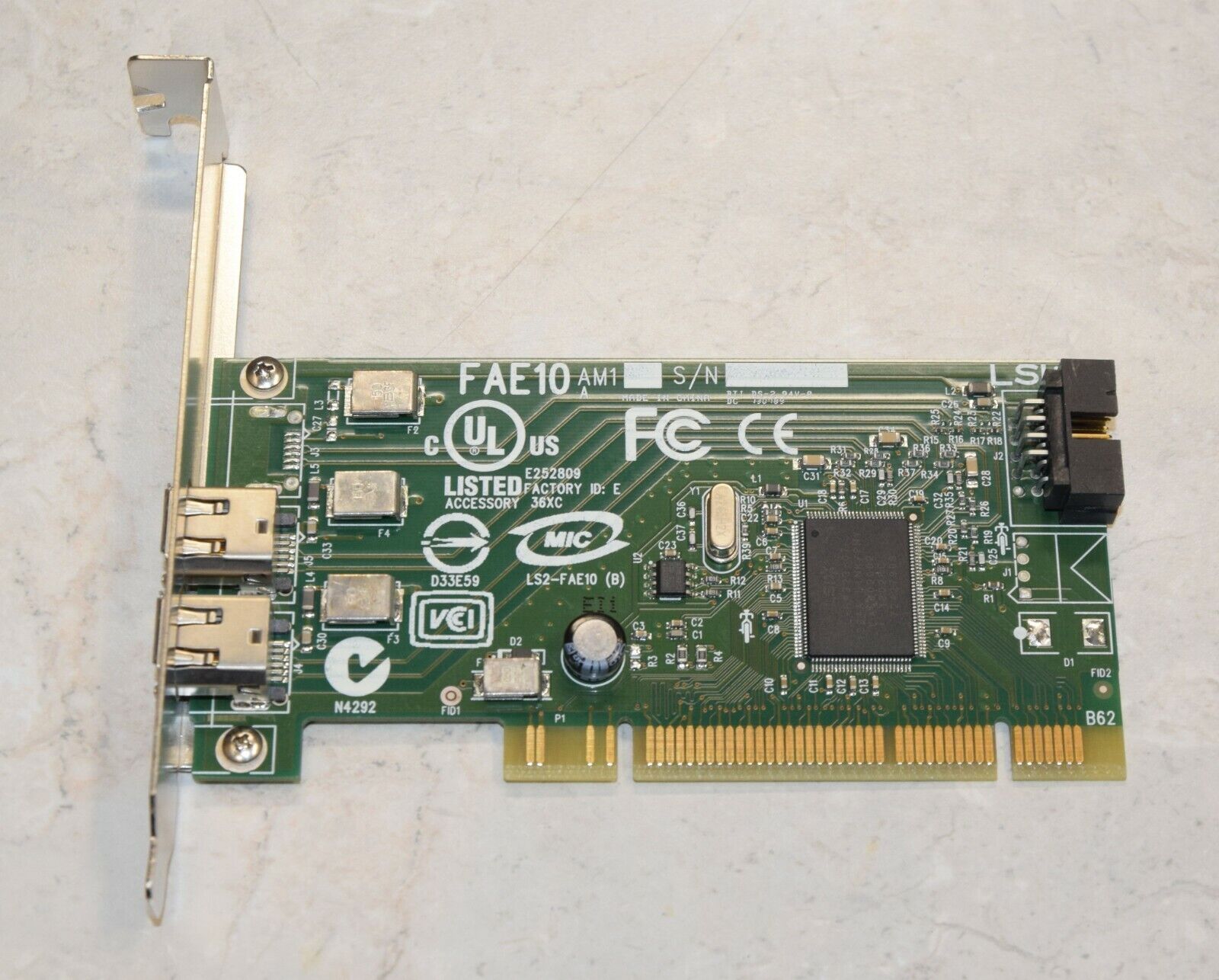 Dell LSI Full Height Dual Port 1394 Firewire 400 Card FAE10 H924H Used