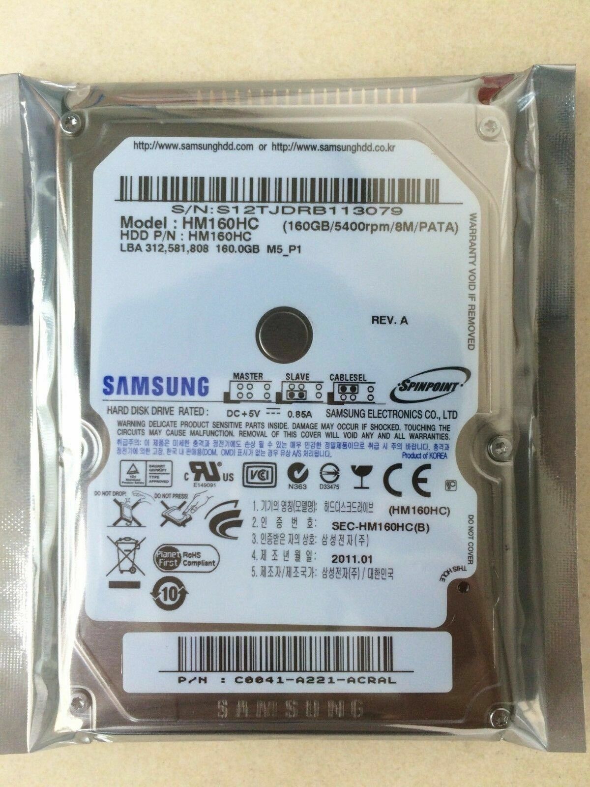 Samsung HM160HC 160 GB 5400RPM 2.5