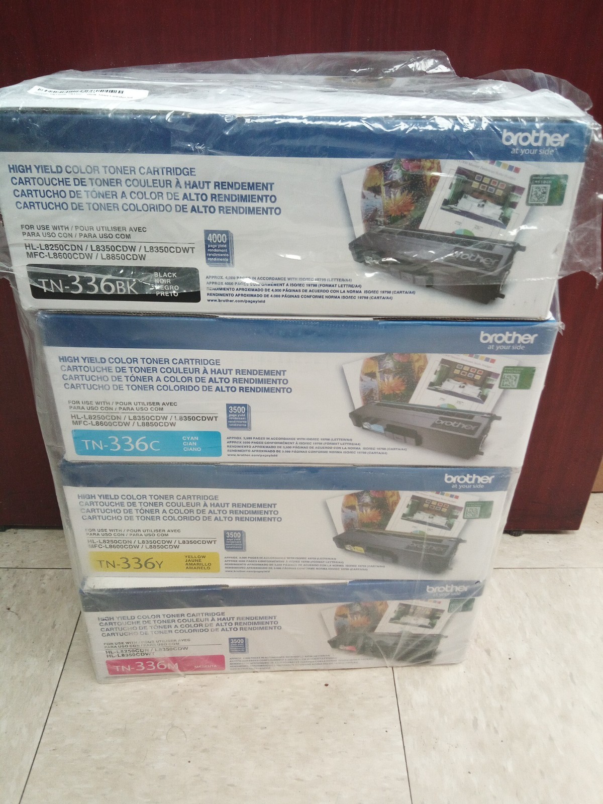 Brother TN336 High Yield  Toner Cartridge 4 PK--New in Sealed Box