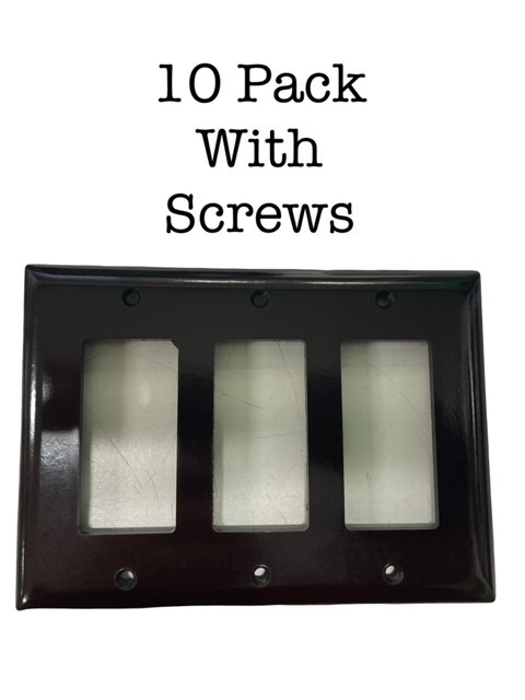 SWITCH COVER PLATE (10 PACK) 3 Gang Wall BROWN Cover Faceplate ROCKER