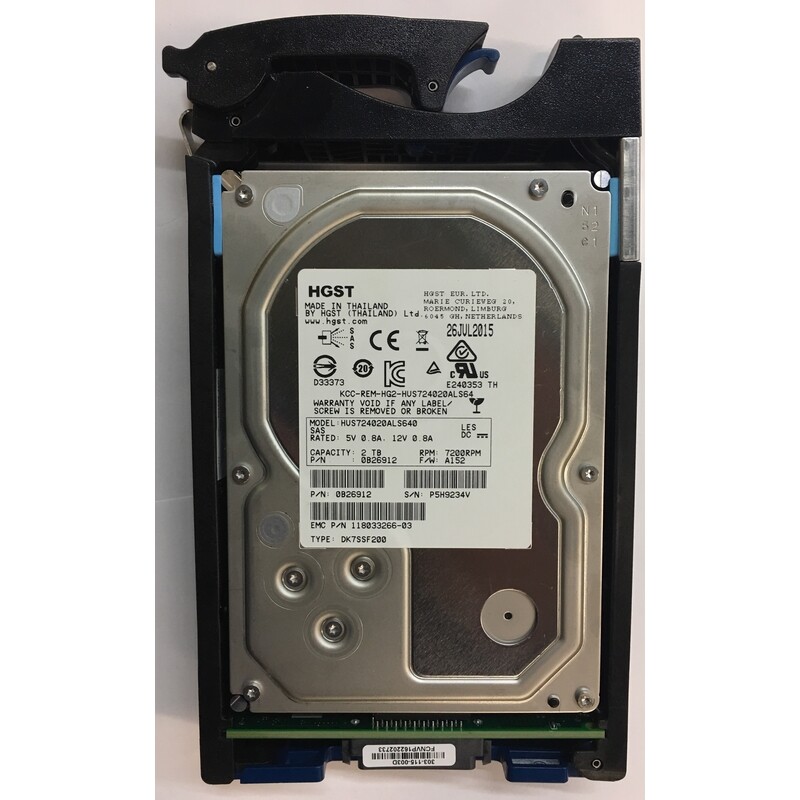118033266-03 - EMC 2TB 7200 RPM SAS 3.5" HDD  for VNX 5100, 5200, 5300, 5400,...