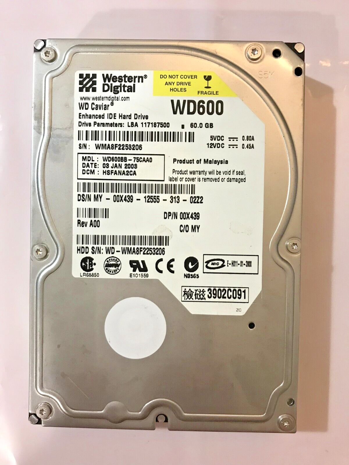 WD600BB-75CAA1 - Western Digital 60GB 7200 RPM IDE 3.5