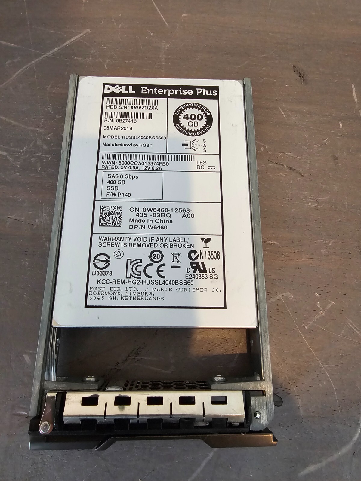 W6460 Dell Compellent 400GB SAS 2.5''-3.5'' 6Gbps SSD HUSSL4040BSS600 0W6460