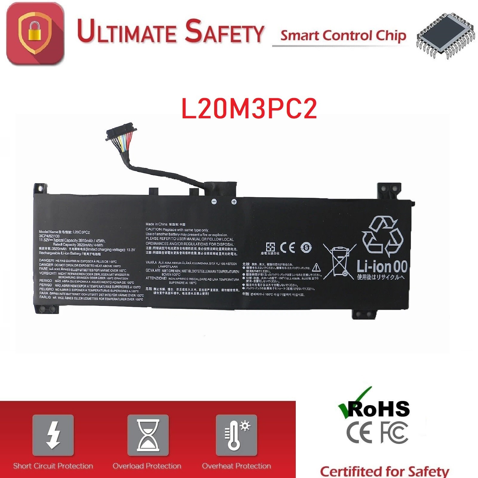 New L20M3PC2 Battery for Lenovo Ideapad Gaming 3-15ACH6 82K2 L20C3PC2 L20D3PC2