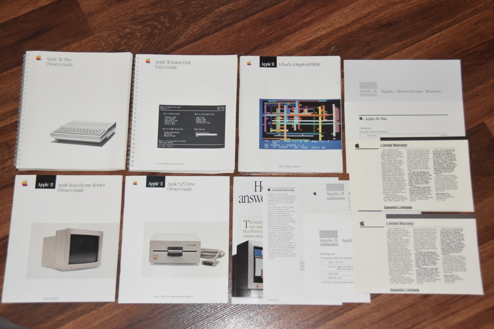 Lot of vintage Apple II Owner User Guide Book Manuals 1986 1988 IIc Plus Basic +