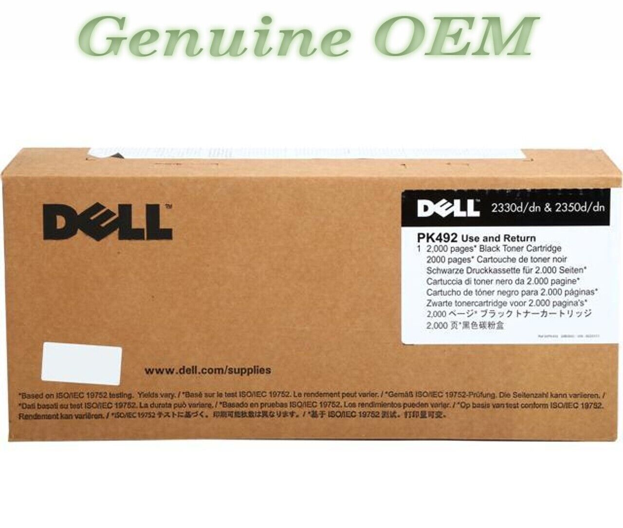 PK492 Original OEM Dell Toner Cartridge, Black Genuine Sealed