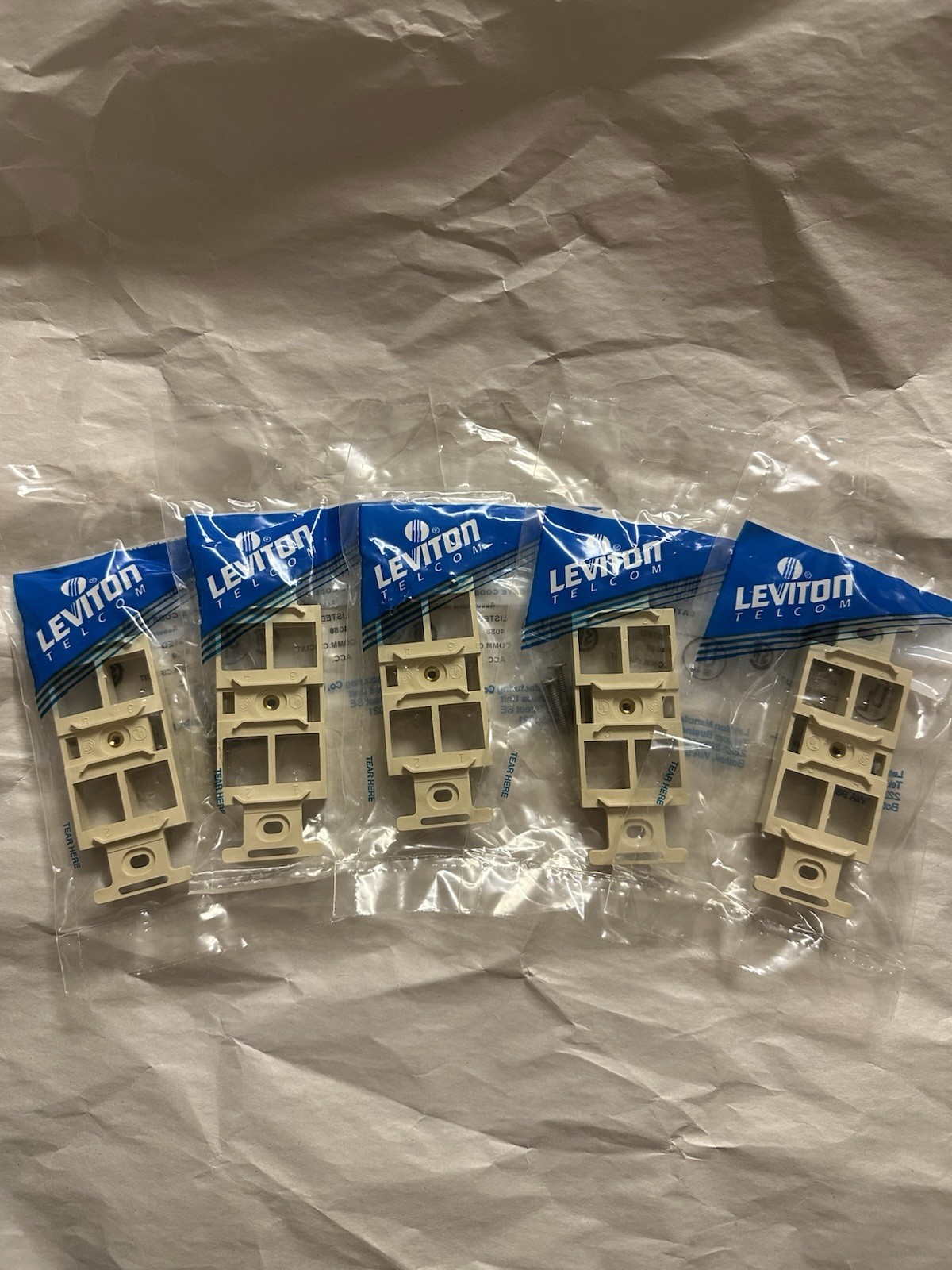 NEW Leviton #41087-QIP, 4-Port Quickport Quad 106 Platform in Ivory, Qty of 5