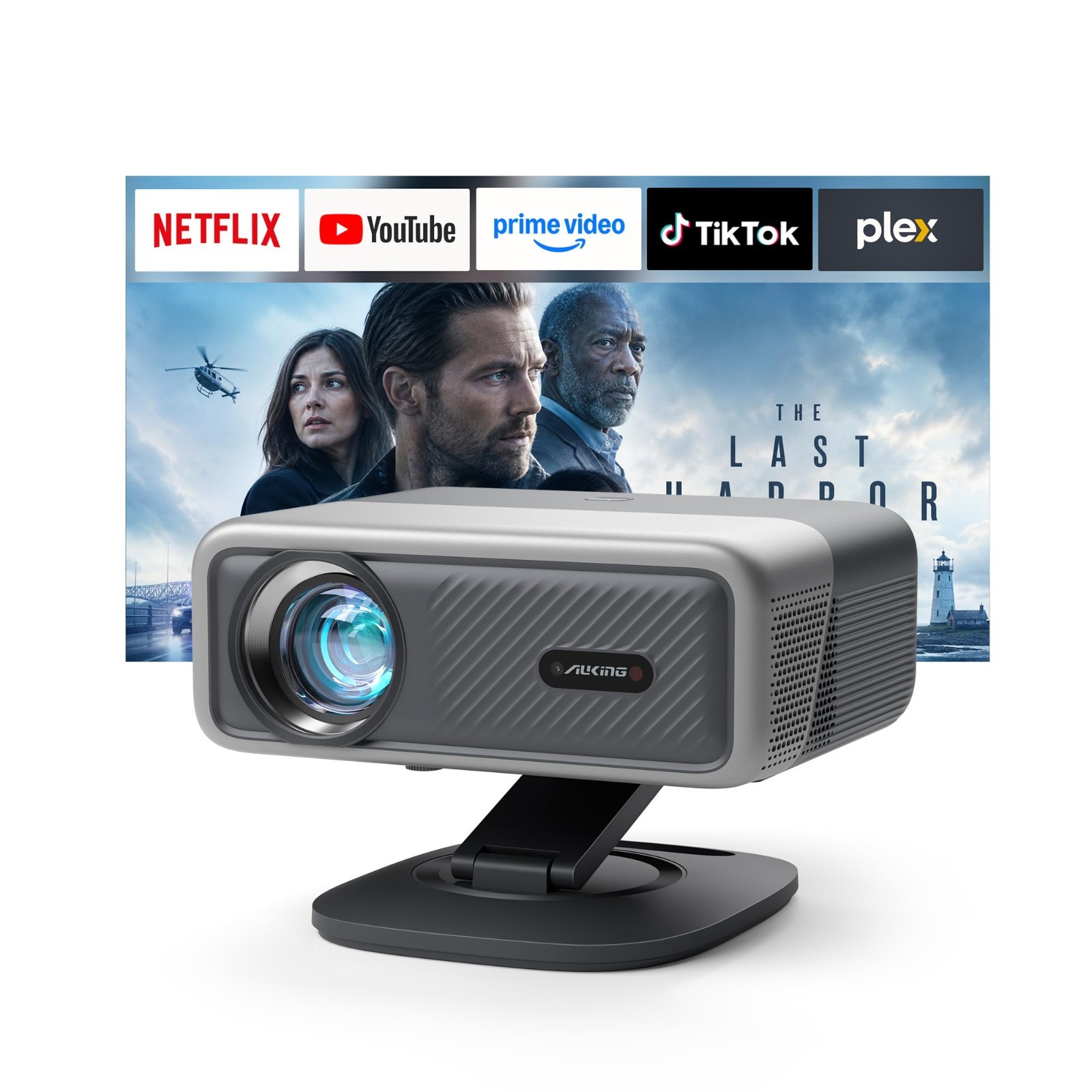 5000ANSI  Dolby AuKing Outdoor Projector with WiFi Bluetooth Autofocus Grey