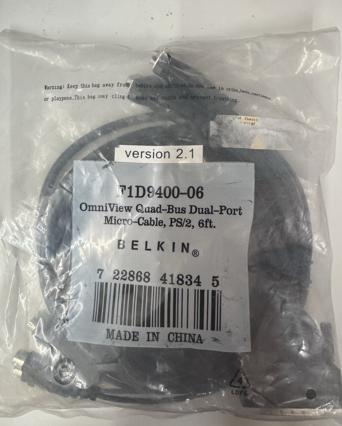 Belkin OmniView Dual Port Cable, PS/2 Keyboard /VGA  video