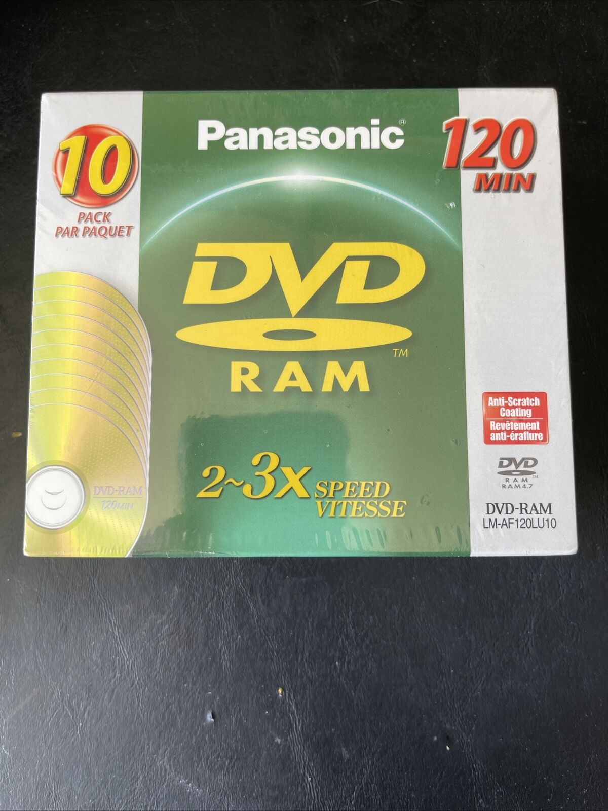 NEW 10 X Panasonic 120 Minutes DVD-RAM 2 - 3X Speed Recordable Discs Made in USA