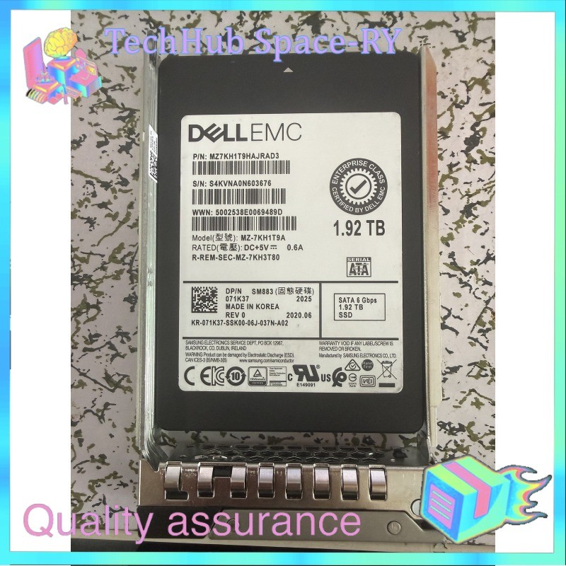 71K37 DELL EMC 071K37 1.92TB 6Gbps 2.5" MU SM883 SATA SSD MZ-7KH1T9A W/Tray