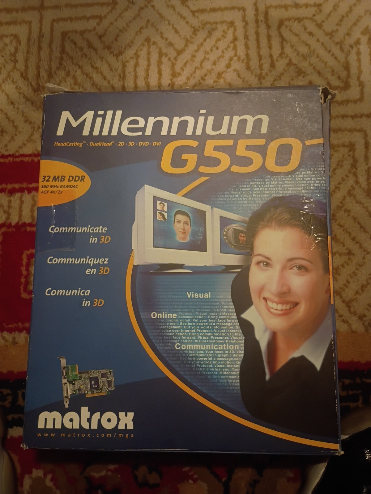 Matrox Millennium G550 32MB DDR AGP Graphics Card DualHead VGA DVI w/ Box