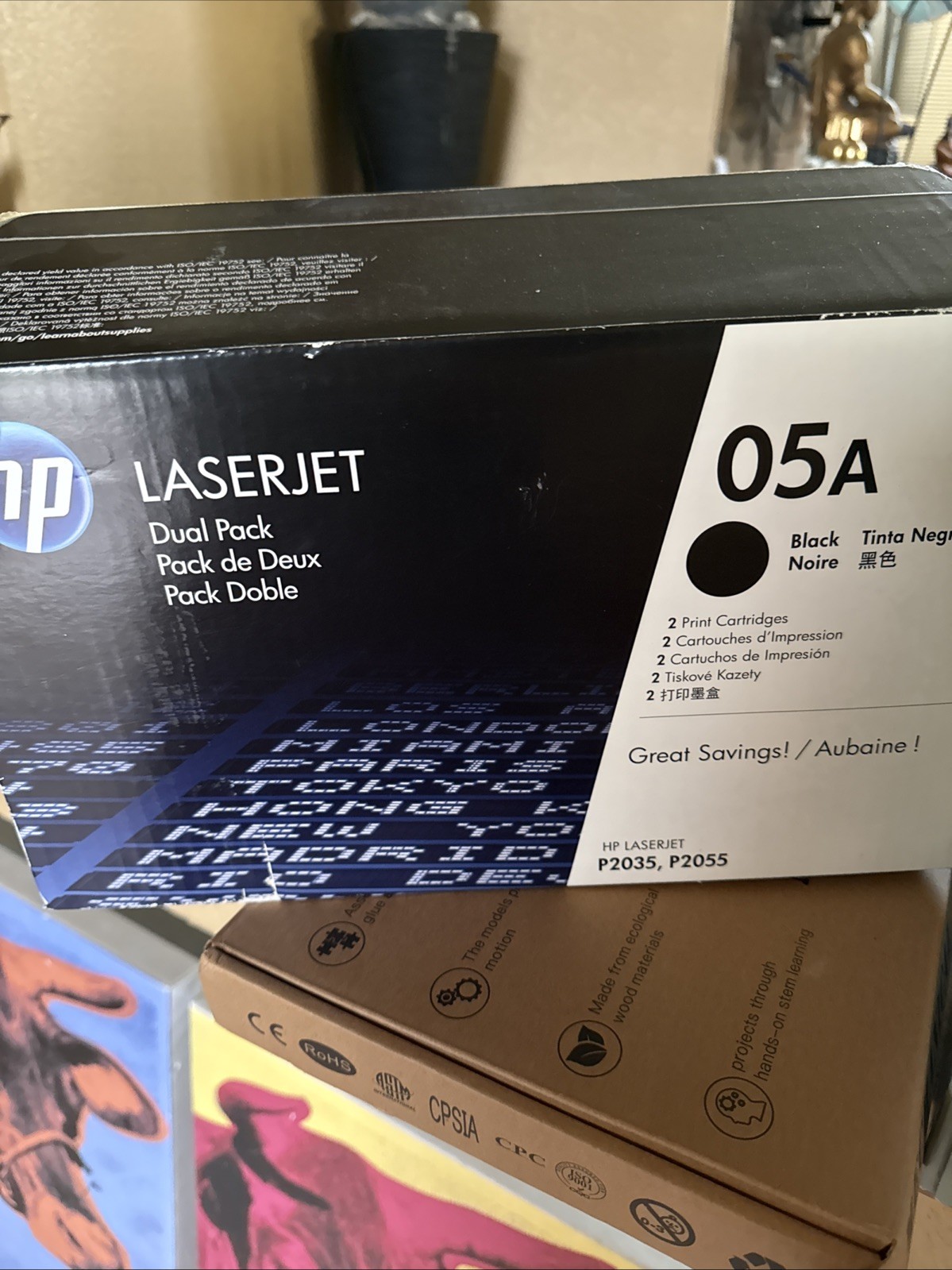 Brand New HP 05A CE505D Dual Pack Black Toner Cartridge, one with bag
