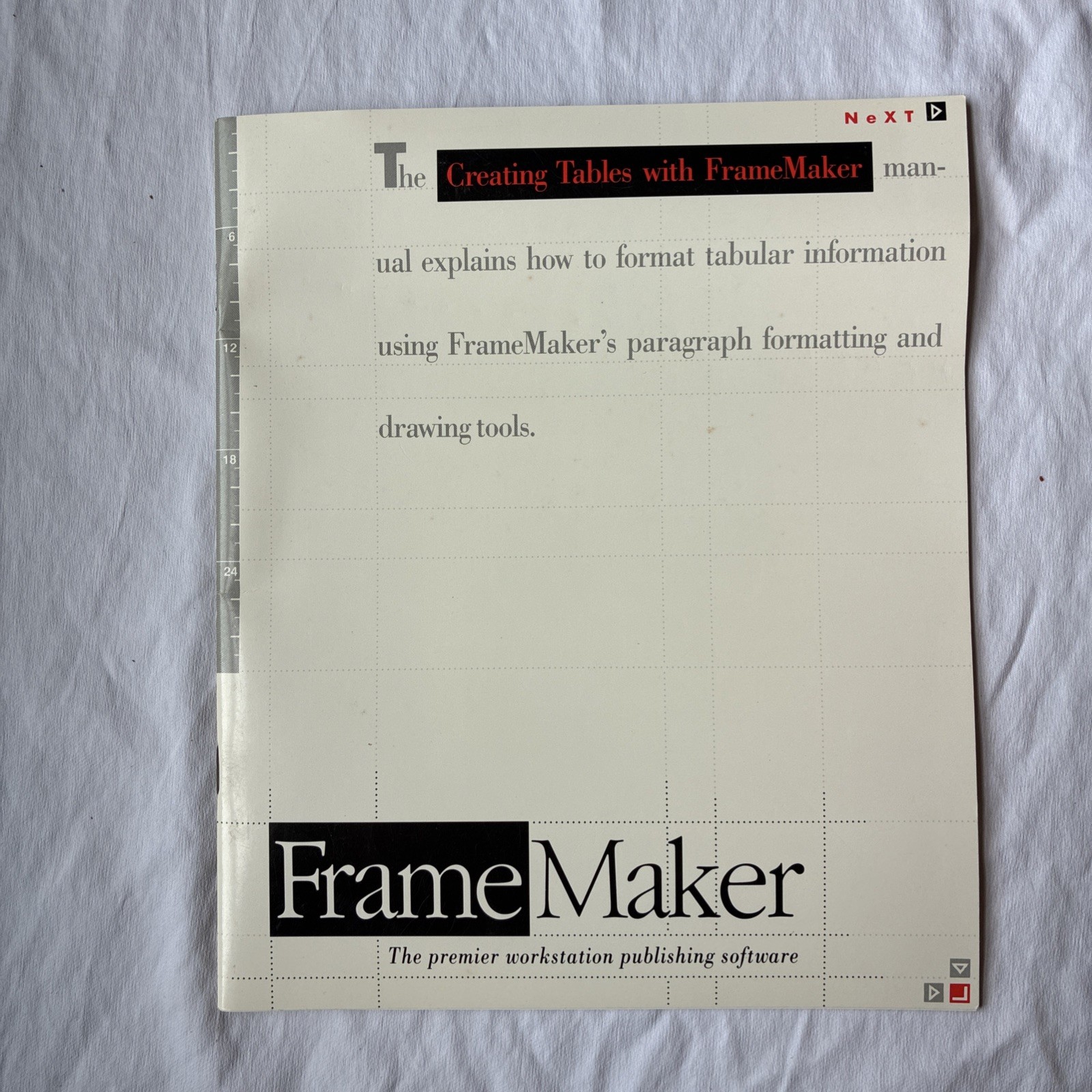 RARE VINTAGE NeXT FrameMaker "Creating Tables with FrameMaker" Manual