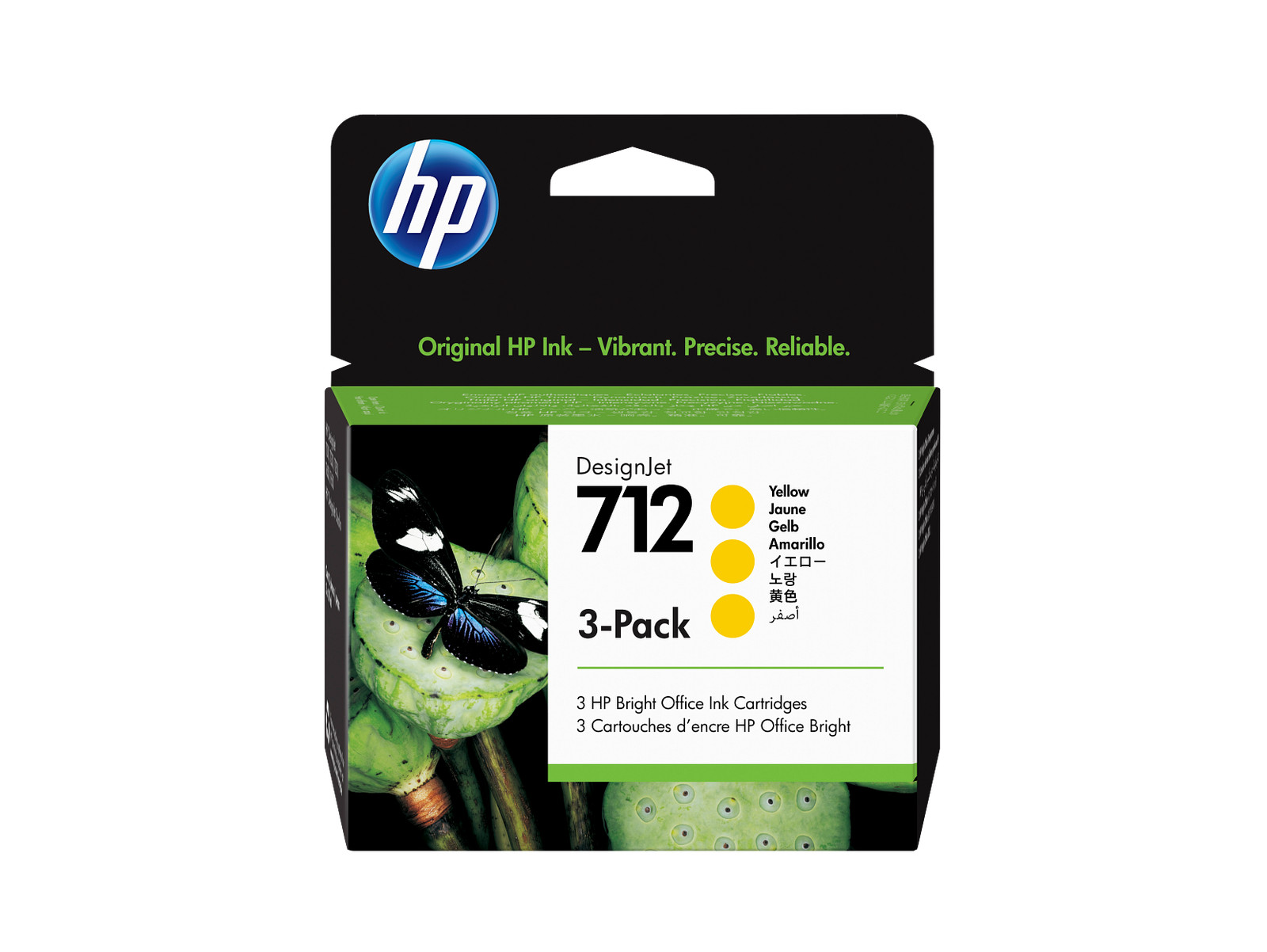 HP 712 3-pack 29-ml Yellow DesignJet Ink Cartridge, 3ED79A