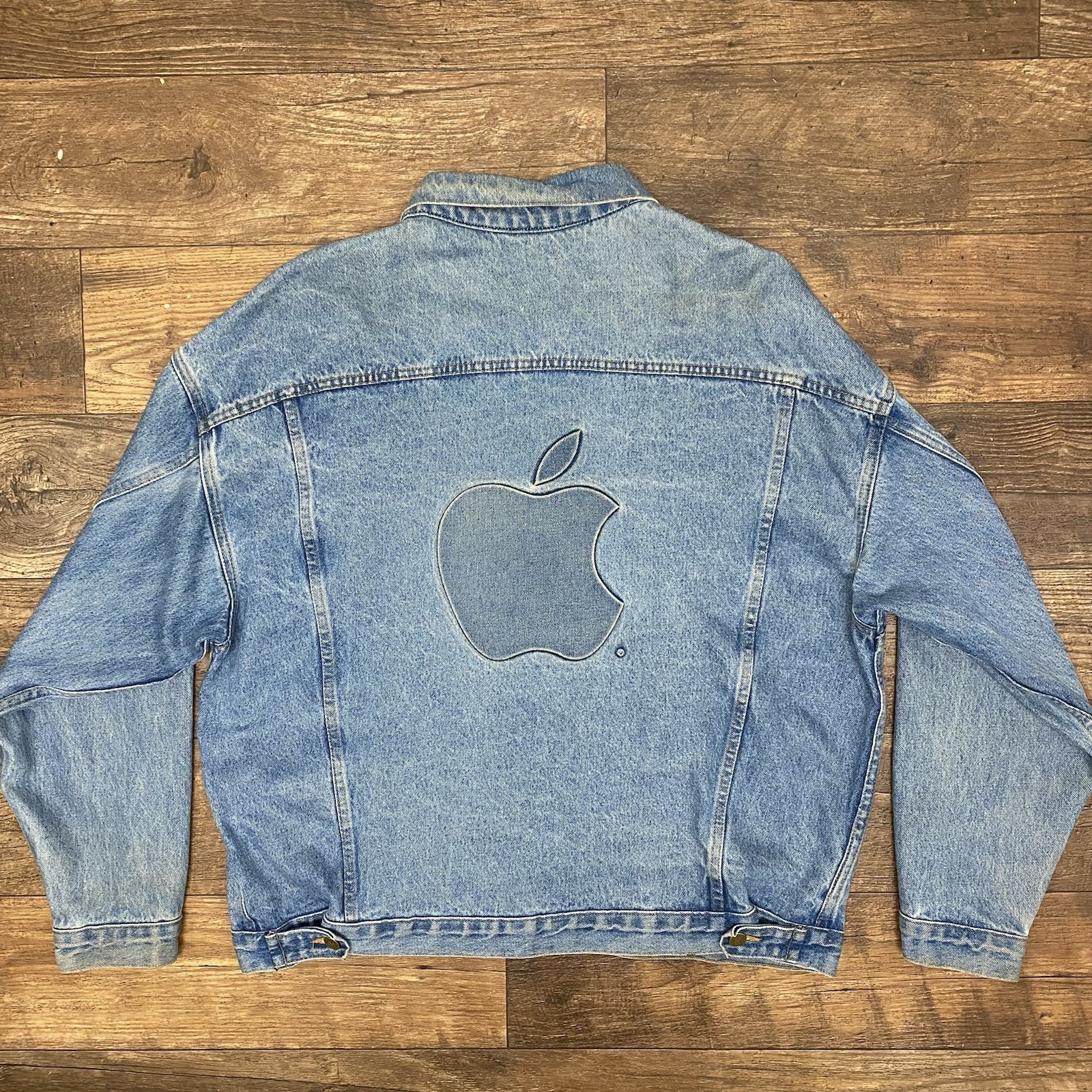 Apple Vintage Logo Denim Jacket X-Large Made in USA Branded Clothing Computer
