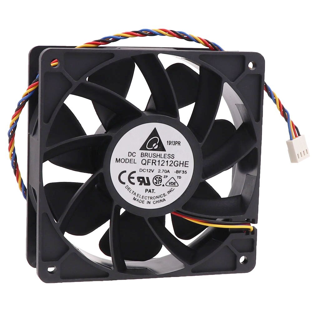 1X 120X120X38mm DC 12V 2.7A 4wires For QFR1212GHE High Speed GPU Cooling Fan