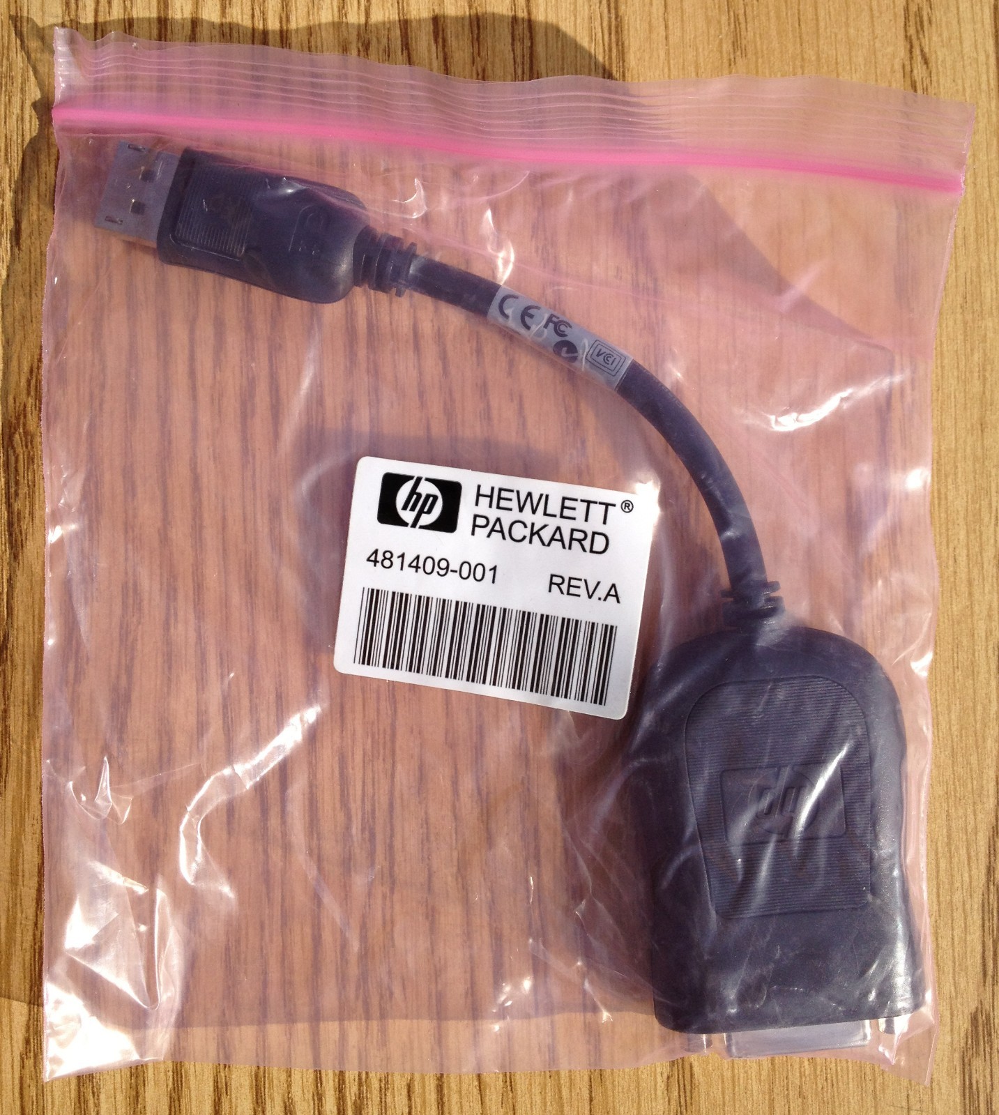Qty 1 - HP DisplayPort To DVI-D Adapter Cable - New - p/n 481409-001, Rev. A