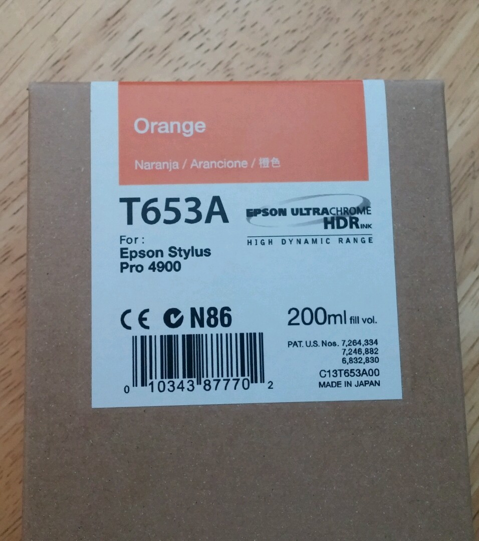 11-2019 New Genuine Epson T653A 200ml Orange Ultrachrome HDR Ink 4900
