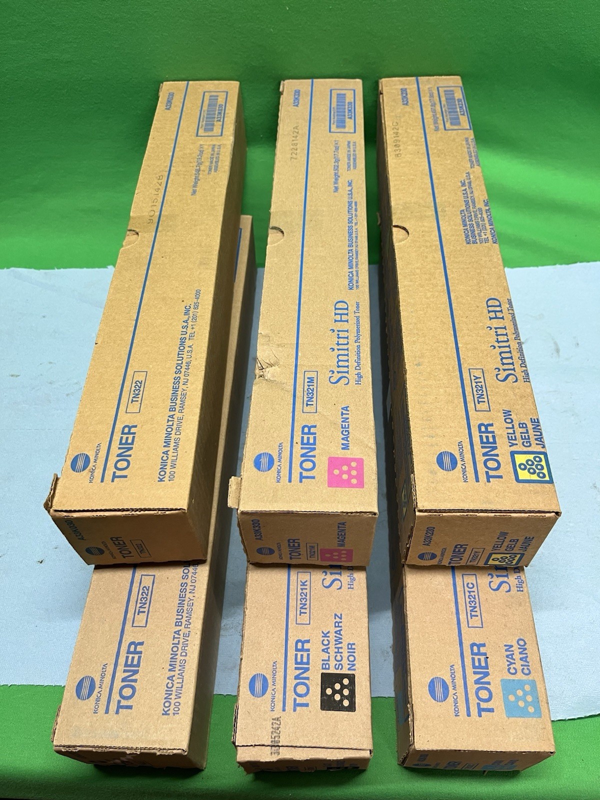 Lot of 6 Konica Minolta TN321 TN322 Toner Set BK C M Y Bizhub C224 C284 C364