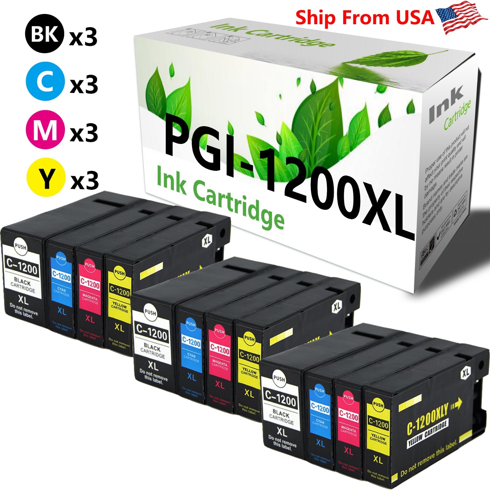 12PK 1200XL Ink Cartridge PGI1200 PGI1200XL for MB2350 MB2320 MB2020 Printer
