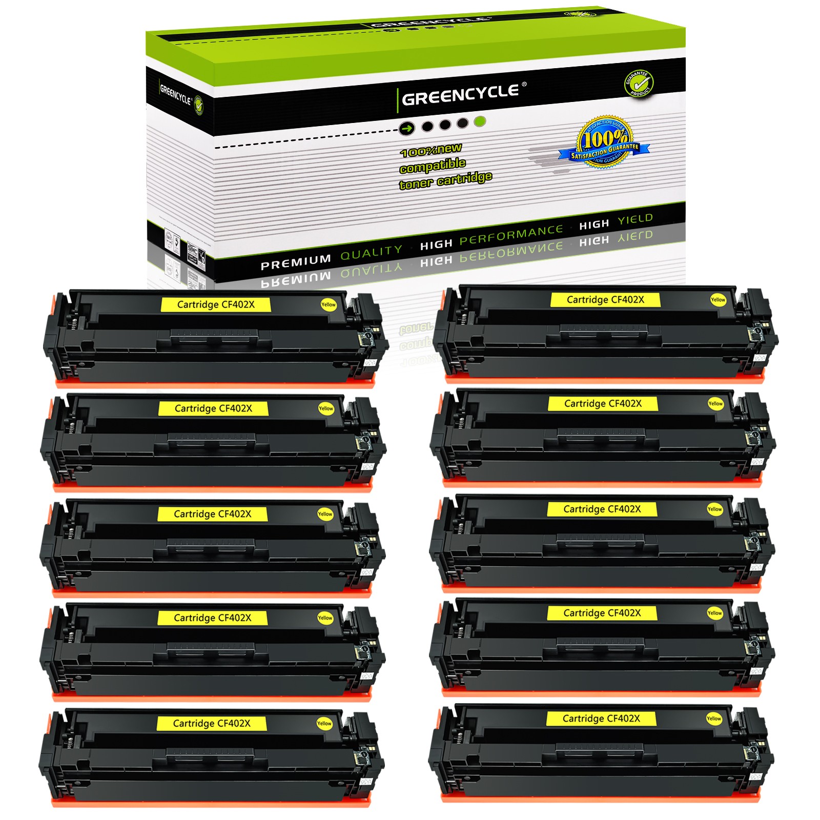 10 PACK High Yield CF402X 201X Yellow Toner Fit for HP LaserJet M277n M252 M252n