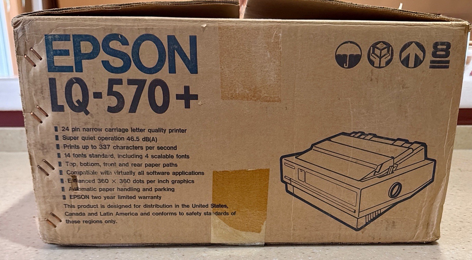 Epson LQ-570+ Dot Matrix Printer NEW NOS In Box Tractor Feed Complete