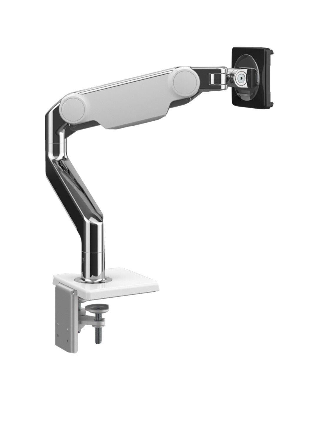 Humanscale M10 Monitor Arm, White with Polished Trim, Clamp Mount