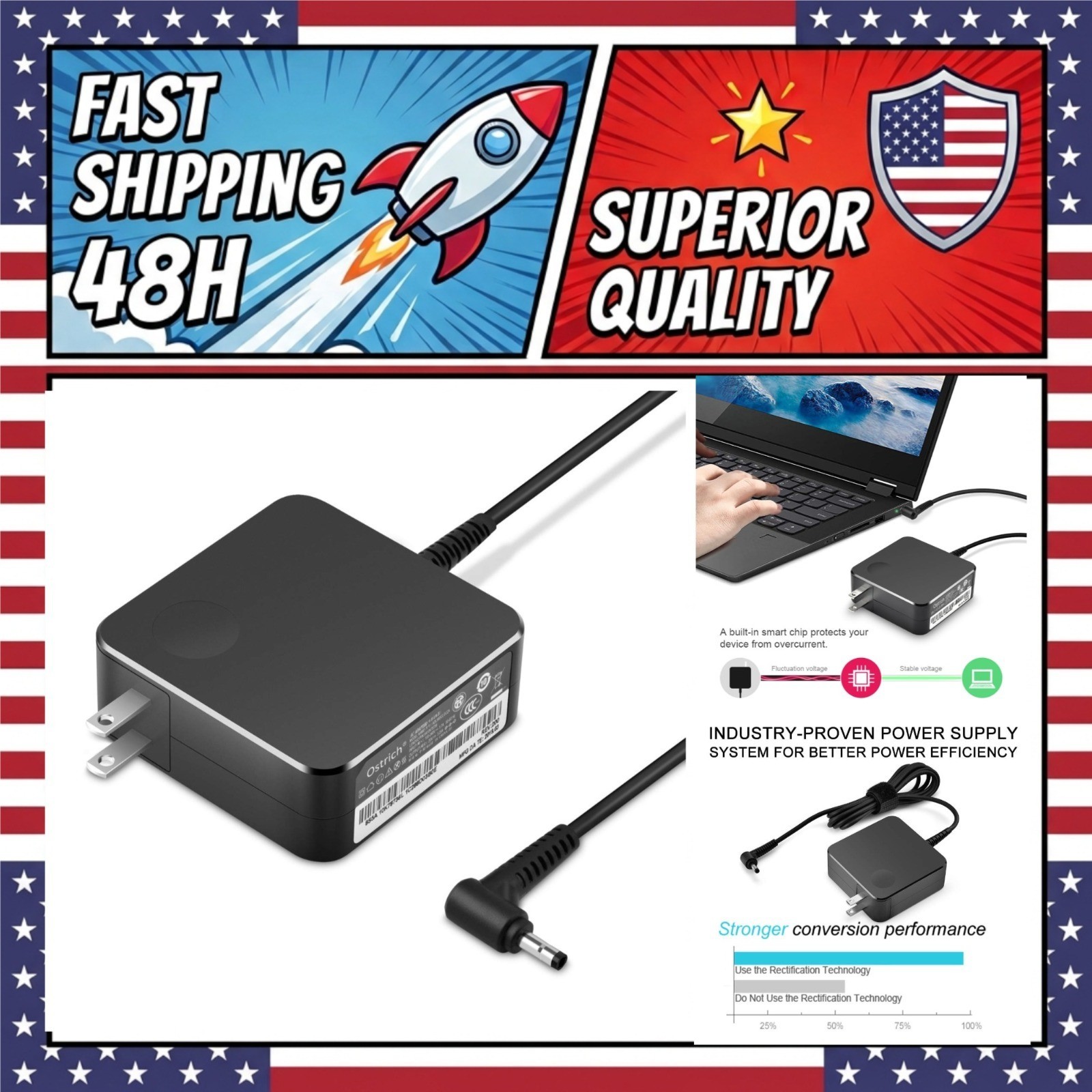 65W 45W Laptop Charger for Lenovo Round Tip AC Power Adapter 20V 3.25A