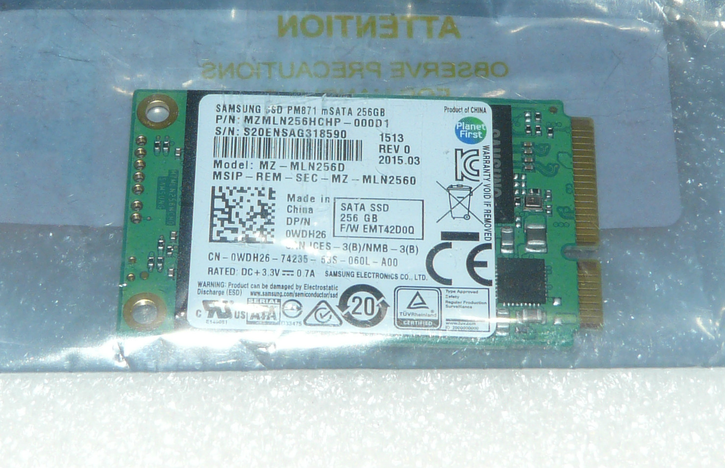 NEW GENUINE ALIENWARE 13 R2 256GB mSATA mini-PCIE SSD 6.0Gb/s WDH26 0WDH26